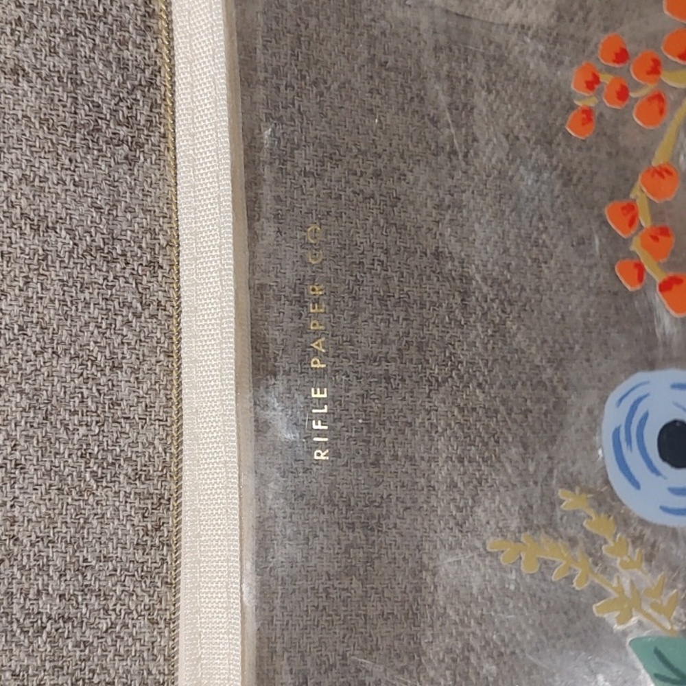 Rifle Paper Co. Floral Clear Zip Pouch Used Approximately 10"X7.5" - Picture 2 of 5